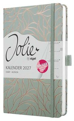 Naptár, A5, heti, 2027, kemény borító, SIGEL "Jolie", Twilight Green