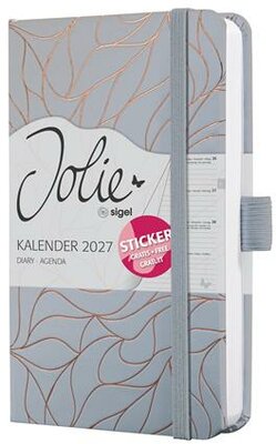 Naptár, A6, heti, 2027, kemény borító, SIGEL "Jolie", Twilight Grey