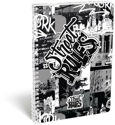 Spirálfüzet, A4, kockás, 70 lap, LIZZYSULI, "Street Rules"