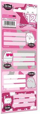 Füzetcímke, 12 db, LIZZYSULI, "Kit tok Stars Purrfect", (12 db)