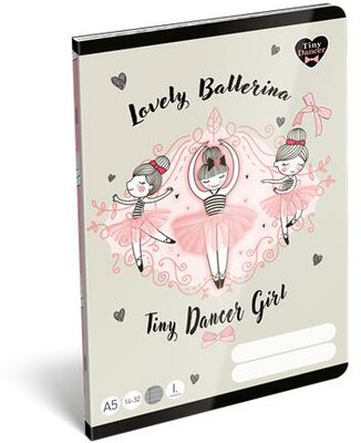 Füzet, tűzött, A5, vonalas, 32 lap, 1. osztály, LIZZYSULI, "Tiny Dancer, Lovely Ballerina","14-32"