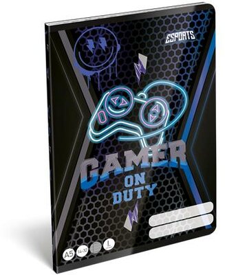 Füzet, tűzött, A5, vonalas, 32 lap, 1. osztály, LIZZYSULI, "Esport, Gamer on Duty", "14-32"
