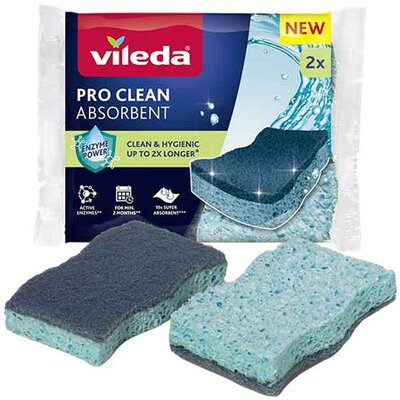 Viszkóz szivacs, 2 db, VILEDA "Pro Clean", kék, (2 db)