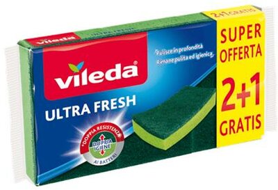 Súrolószivacs, 2+1 db, VILEDA "Ultra Fresh", zöld, (3 db)