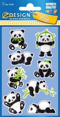 Matrica, műanyag, 1 ív, 76x120 mm, AVERY ZWECKFORM, "Z-Design No.57297", panda