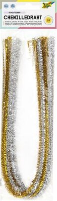 Zseníilia drót, 50 cm, FOLIA, arany-ezüst, (10 db)