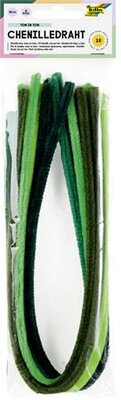 Zseníilia drót, 50 cm, FOLIA "Colour Tone Mix", 10 zöld árnyalat, (10 db)