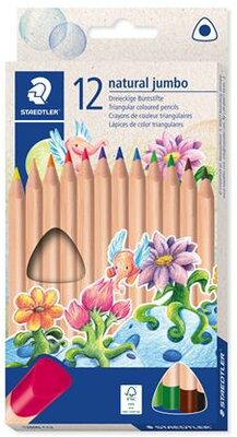 Színes ceruza készlet, háromszögletű, vastag, STAEDTLER "Noris® natural jumbo 1280N", 12 szín, (12 db)