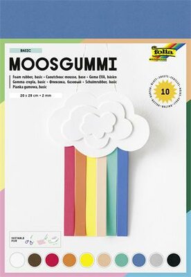 Moosgumi, 20x29 cm, 10 lap, FOLIA "Basic", 10 különböző szín, (10 lap)