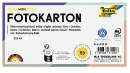 Dekorkarton, 2 oldalas, A4, 300 g, 50 lap, FOLIA, fehér, (50 lap)