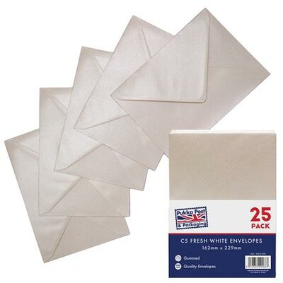 Boríték, C5, enyvezett, PUKKA PAD "Fresh White", elefántcsont fehér, (25 db)