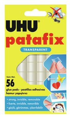 Ragasztó négyzetek, kétoldalú, 56 db, UHU "Patafix", átlátszó, (56 db)