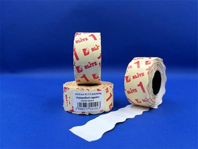 Árazószalag, visszaszedhető, 26x16 mm, BLITZ, fehér