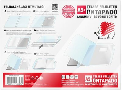 Öntapadó füzet- és könyvborító, A5, víztiszta, öntapadó, ICO "Süni", (10 db)