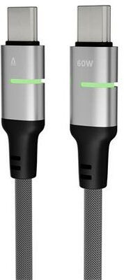 AVAX CB633 STEELY LED 60W USB-C gyorstöltő kábel, fonott, 2m, fekete
