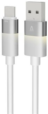 AVAX CB312 GLOWY 18W USB-A - USB-C gyorstöltő kábel 1m, fehér
