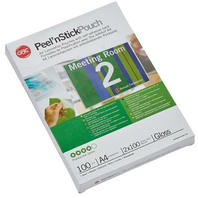 Meleglamináló fólia, 100 mikron, A4, fényes, öntapadó, GBC, (100 db)