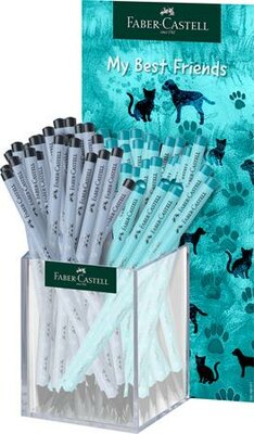 Grafitceruza display, HB, háromszögletű, FABER-CASTELL "Dogs & Cats", vegyes minta, (48 db)