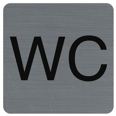 Információs tábla, öntapadó, 7,5x7,5 cm, alumíniumhatású, EXACOMPTA, "WC"