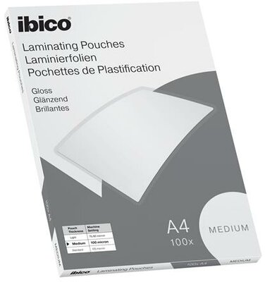 Meleglamináló fólia, 100 mikron, A4, fényes, IBICO "Medium", (100 db)