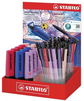Szövegkiemelő és golyóstoll display, STABILO "NatureCOLORS Wildflower", vegyes, (53 db)