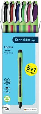 Tűfilc készlet, 0,8 mm, SCHNEIDER "Xpress", 6 különböző szín, (6 db)