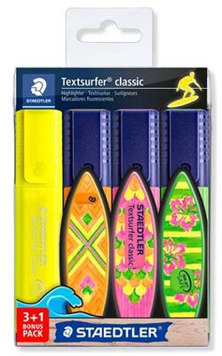 Szövegkiemelő készlet, 1-5 mm, STAEDTLER "Textsurfer® Classic 364", 3+1 szín, (4 db)