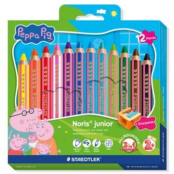 Színes ceruza készlet, hatszögletű, jumbo, STAEDTLER „Noris® junior 140", Peppa malac, 12 szín, (12 db)