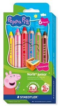 Színes ceruza készlet, hatszögletű, jumbo, STAEDTLER „Noris® junior 140", Peppa malac, 6 szín, (6 db)