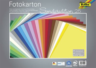 Dekorkarton, 2 oldalas, 50x70 cm, 300 g, 25 lap, FOLIA, vegyes színek, (25 lap)