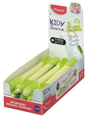 Írástanuló rollertoll, 0,7 mm, radírozható, MAPED "KIDY Learn MAGIC", kaméleon, zöld, 12 db, (12 db)