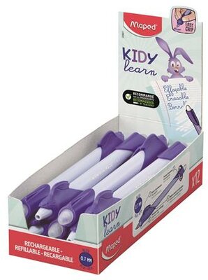 Írástanuló rollertoll, 0,7 mm, radírozható, MAPED "KIDY Learn MAGIC", nyuszi, lila, 12 db, (12 db)