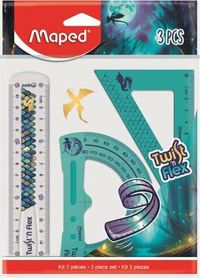 Vonalzókészlet, műanyag, törhetetlen, 3 darabos, MAPED „Dragon sárkány", (3 db )