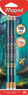Grafitceruza radírral, HB, háromszögletű, MAPED "Dragon sárkány", 6 db, (6 db)