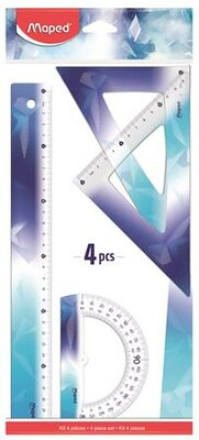 Vonalzókészlet, műanyag, törhetetlen, 4 darabos, MAPED „Arctic jégvilág", (4 db)