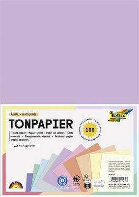Színes papír, A4, 130 g, 10x10 lap, FOLIA, „Pastel", vegyes színek, (100 lap)