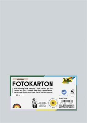 Dekorkarton, 2 oldalas, A4, 300 g, 50 lap, FOLIA, világosszürke, (50 lap)