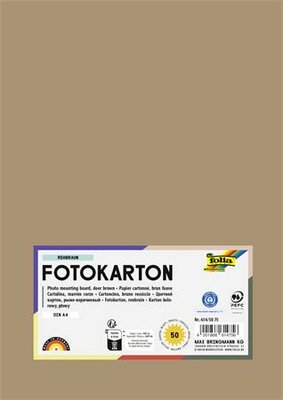 Dekorkarton, 2 oldalas, A4, 300 g, 50 lap, FOLIA, őzbarna, (50 lap)