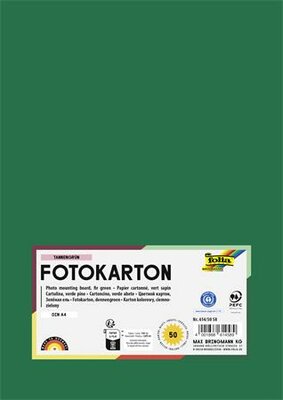 Dekorkarton, 2 oldalas, A4, 300 g, 50 lap, FOLIA, fenyőzöld, (50 lap)