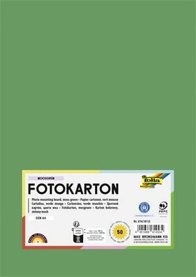 Dekorkarton, 2 oldalas, A4, 300 g, 50 lap, FOLIA, mohazöld, (50 lap)