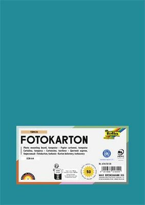 Dekorkarton, 2 oldalas, A4, 300 g, 50 lap, FOLIA, türkiz, (50 lap)