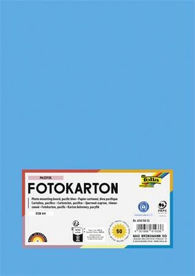 Dekorkarton, 2 oldalas, A4, 300 g, 50 lap, FOLIA, óceánkék, (50 lap)