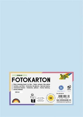 Dekorkarton, 2 oldalas, A4, 300 g, 50 lap, FOLIA, jégkék, (50 lap)