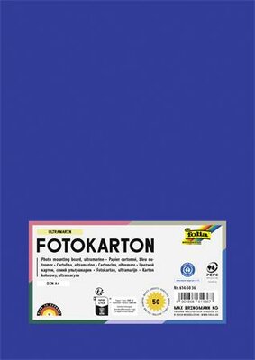 Dekorkarton, 2 oldalas, A4, 300 g, 50 lap, FOLIA, mélykék, (50 lap)