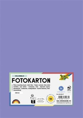 Dekorkarton, 2 oldalas, A4, 300 g, 50 lap, FOLIA, ibolyakék, (50 lap)