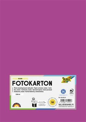 Dekorkarton, 2 oldalas, A4, 300 g, 50 lap, FOLIA, sötétrózsaszín, (50 lap)