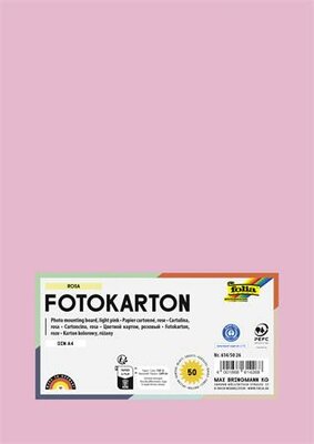 Dekorkarton, 2 oldalas, A4, 300 g, 50 lap, FOLIA, halvány rózsaszín, (50 lap)
