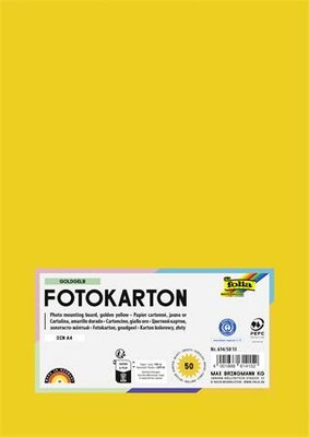 Dekorkarton, 2 oldalas, A4, 300 g, 50 lap, FOLIA, aranysárga, (50 lap)