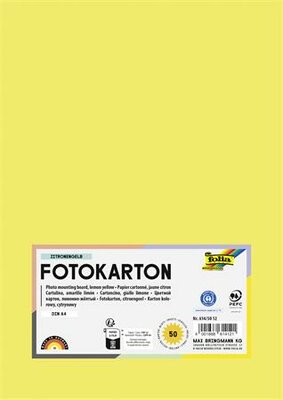 Dekorkarton, 2 oldalas, A4, 300 g, 50 lap, FOLIA, citromsárga, (50 lap)