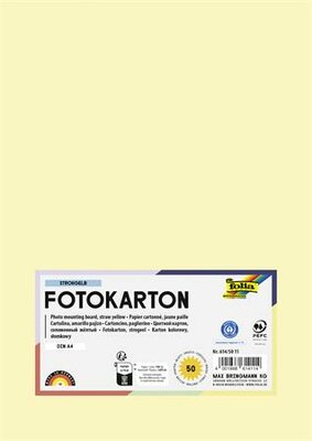 Dekorkarton, 2 oldalas, A4, 300 g, 50 lap, FOLIA, szalmasárga, (50 lap)